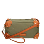 Borsa a tracolla da donna Vera pelle e cotone MYB-7016-SS-104 MILITARE My Best Bag