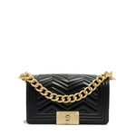Borsa a mano da donna 100% Pvc FLAT XS MANHATTAN-BLACK + OFF GOLD Marc Ellis