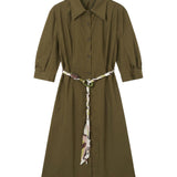 Vestito in Cotone Verde Militare
