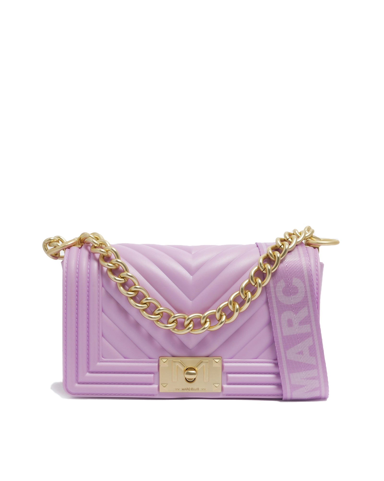 Borsa a mano da donna 100% Pvc FLAT S-ORCHID BOUQUET + OFF GOLD Marc Ellis