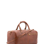 Borsa da viaggio unisex in vera pelle 100% cotone 4311-MARRONE Alessia Firenze