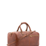Borsa da viaggio unisex in vera pelle 100% cotone 4311-MARRONE Alessia Firenze