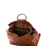 Borsa da viaggio unisex in vera pelle 100% cotone 4563-MIELE Alessia Firenze