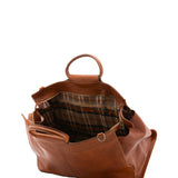Borsa da viaggio unisex in vera pelle 100% cotone 4563-MIELE Alessia Firenze