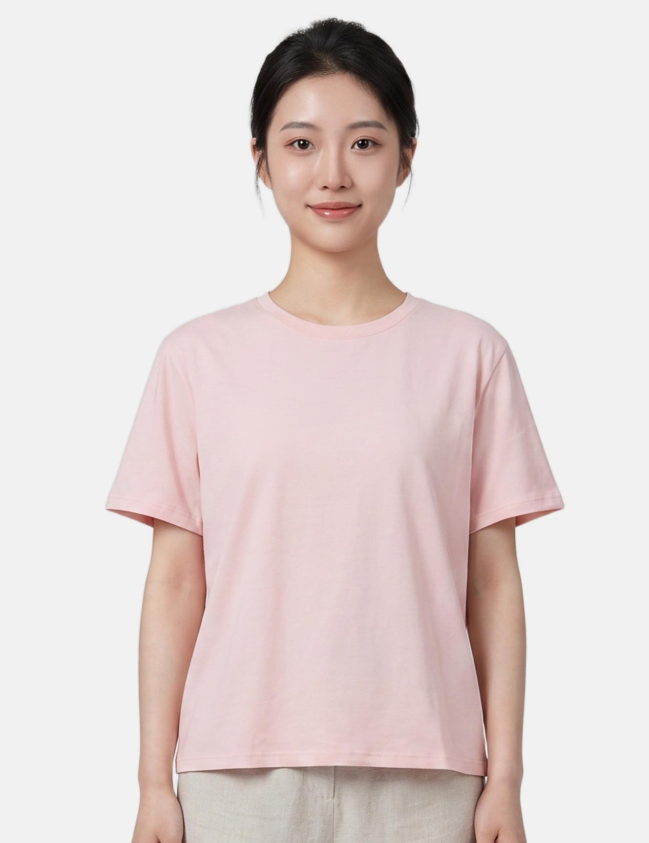 T-shirt in 84% Cotone 16% Elastan Rosa