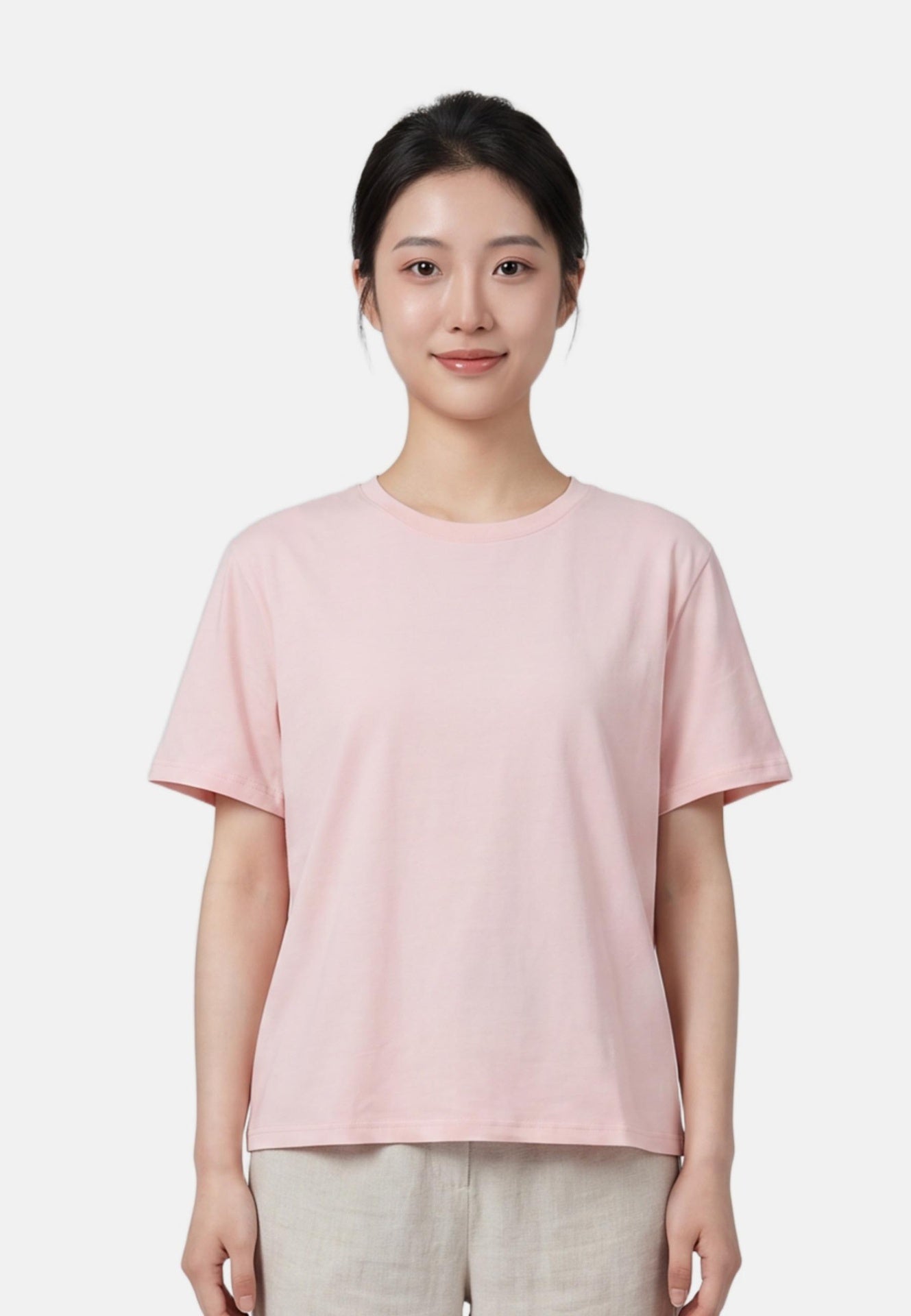 T-shirt in 84% Cotone 16% Elastan Rosa