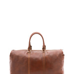 Borsa da viaggio unisex vera pelle 100% cotone 4546-MARRONE Alessia Firenze