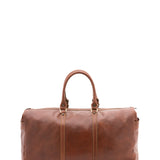 Borsa da viaggio unisex vera pelle 100% cotone 4546-MARRONE Alessia Firenze