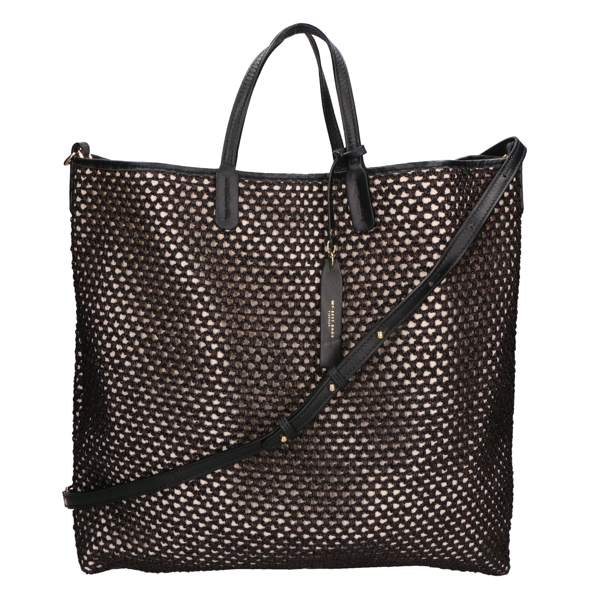 Borsa a mano da donna Paglia e pelle MYB-7027-SS-NERO My Best Bag