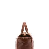 Borsa da viaggio unisex vera pelle 100% cotone 4546-MARRONE Alessia Firenze