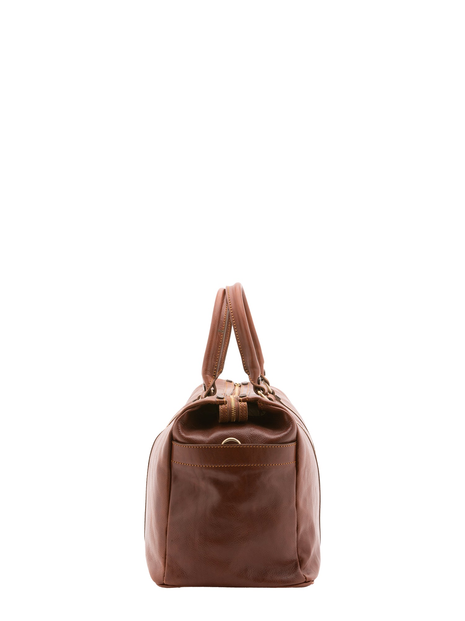 Borsa da viaggio unisex vera pelle 100% cotone 4546-MARRONE Alessia Firenze