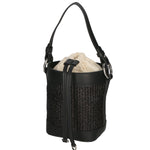 Borsa a secchiello da donna Misto pelle e tessuto MYB-05166-SS-12+S28 NERO My Best Bag
