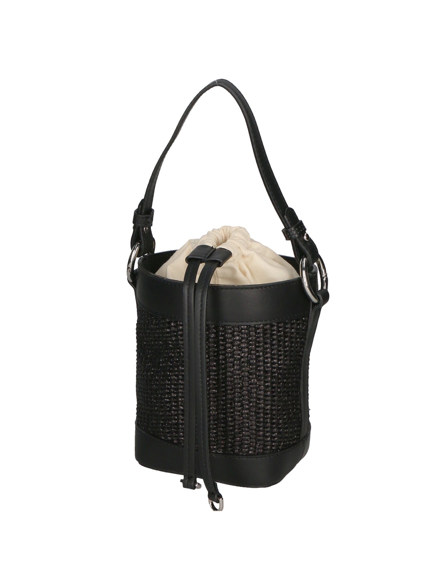 Borsa a secchiello da donna Misto pelle e tessuto MYB-05166-SS-12+S28 NERO My Best Bag