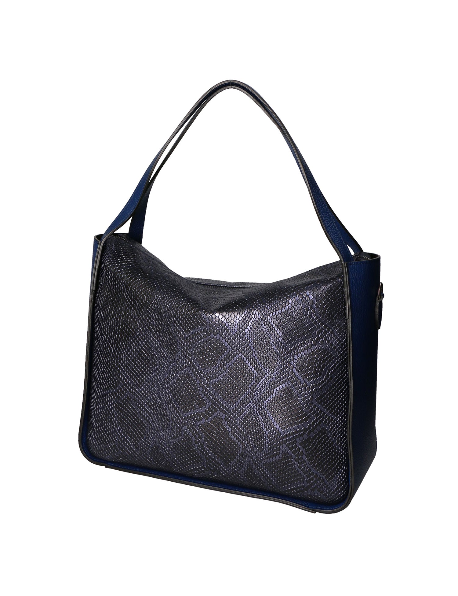 Aura Borsa a spalla da donna Vera pelle stampata lizard 05517-D24 BLU JEANS L033 BLU Gave Lux