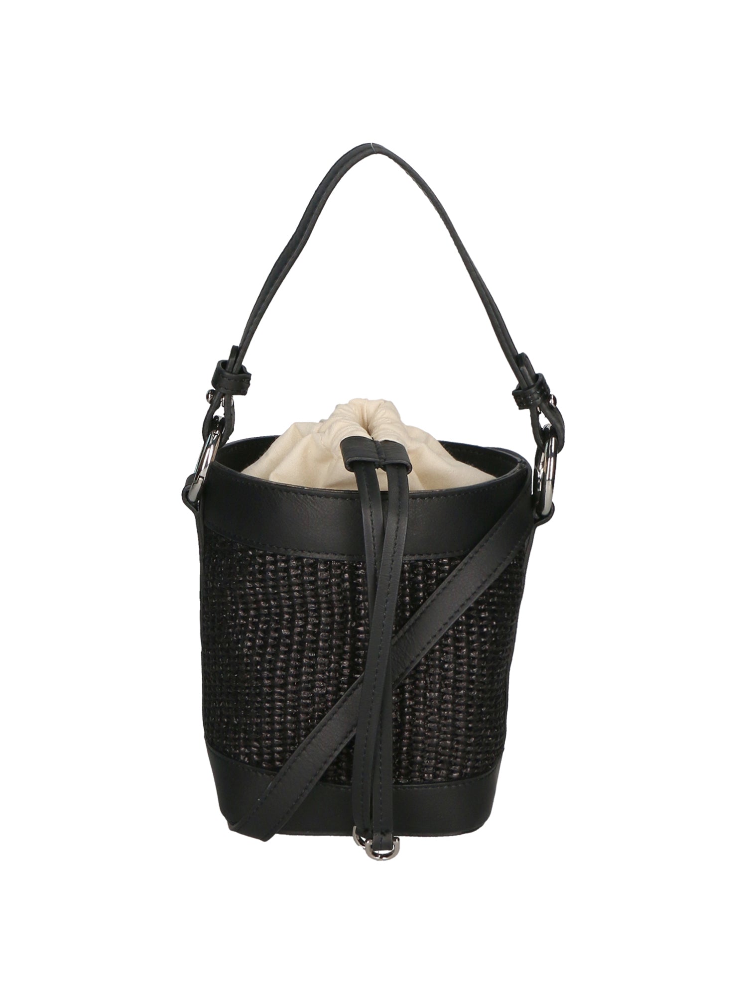 Borsa a secchiello da donna Misto pelle e tessuto MYB-05166-SS-12+S28 NERO My Best Bag