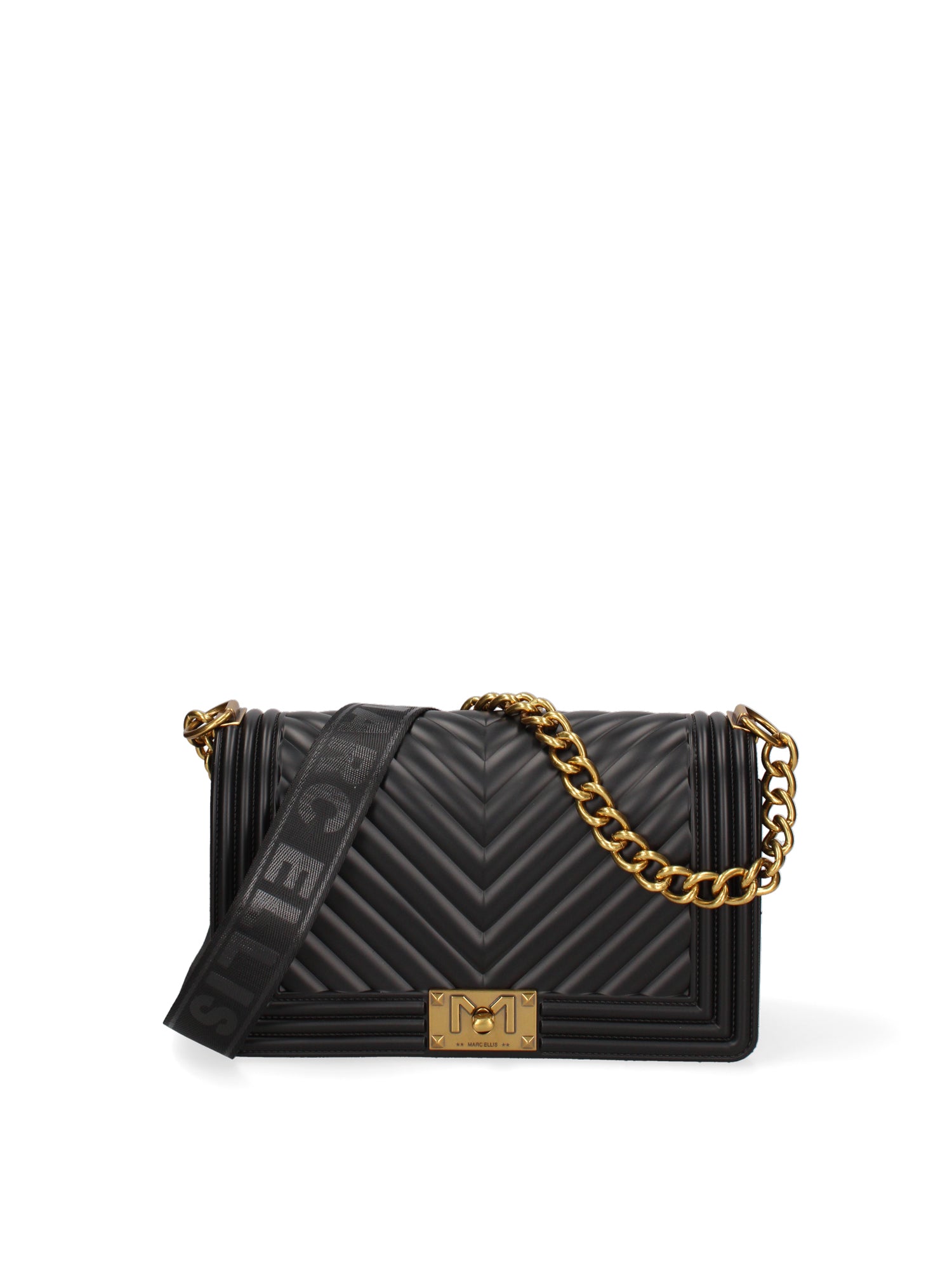 Borsa a mano da donna 100% Pvc FLAT-M 24-BLACK - LIGHT OTTONE Marc Ellis