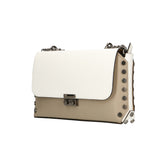 Vera pelle 8641-FANGO+BIANCO Borsa a tracolla da donna Evanthe Pro Gave Lux