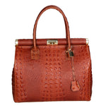 Deborah Borsa a mano da donna Pelle Croco Stampata 7727-C17 CUOIO COGNAC Gave Lux