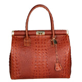 Deborah Borsa a mano da donna Pelle Croco Stampata 7727-C17 CUOIO COGNAC Gave Lux