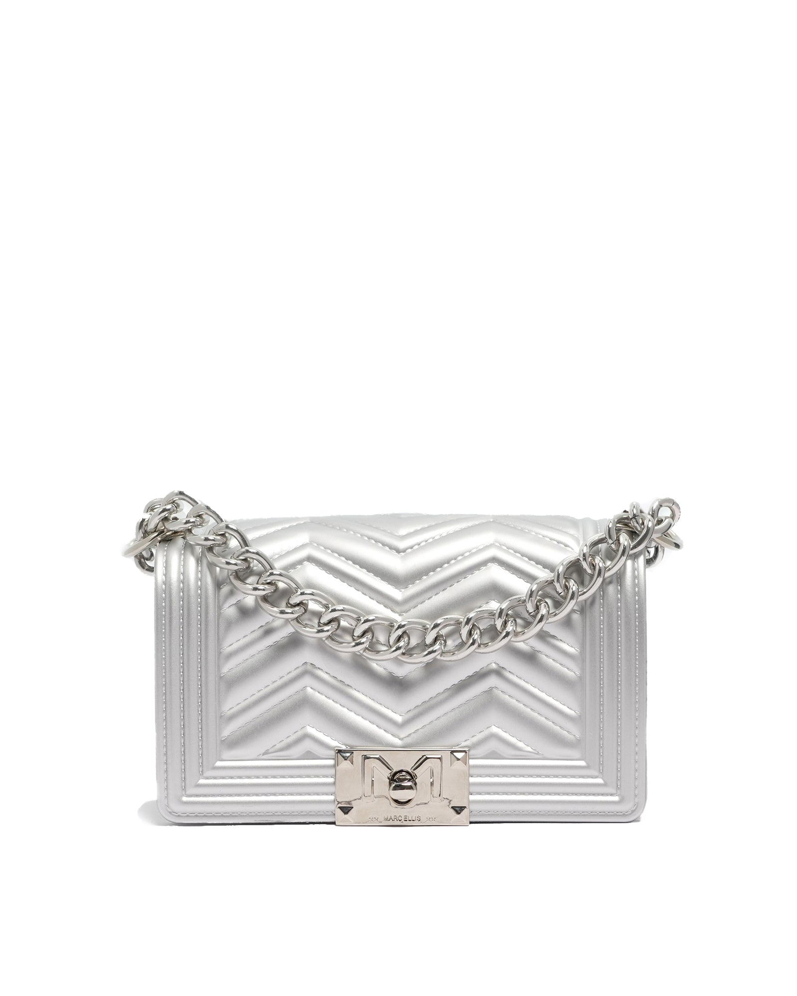 Borsa a mano da donna 100% Pvc FLAT XS MANHATTAN-SILVER Marc Ellis