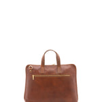 Borsa a mano unisex in vera pelle 100% cotone 4453-MARRONE Alessia Firenze