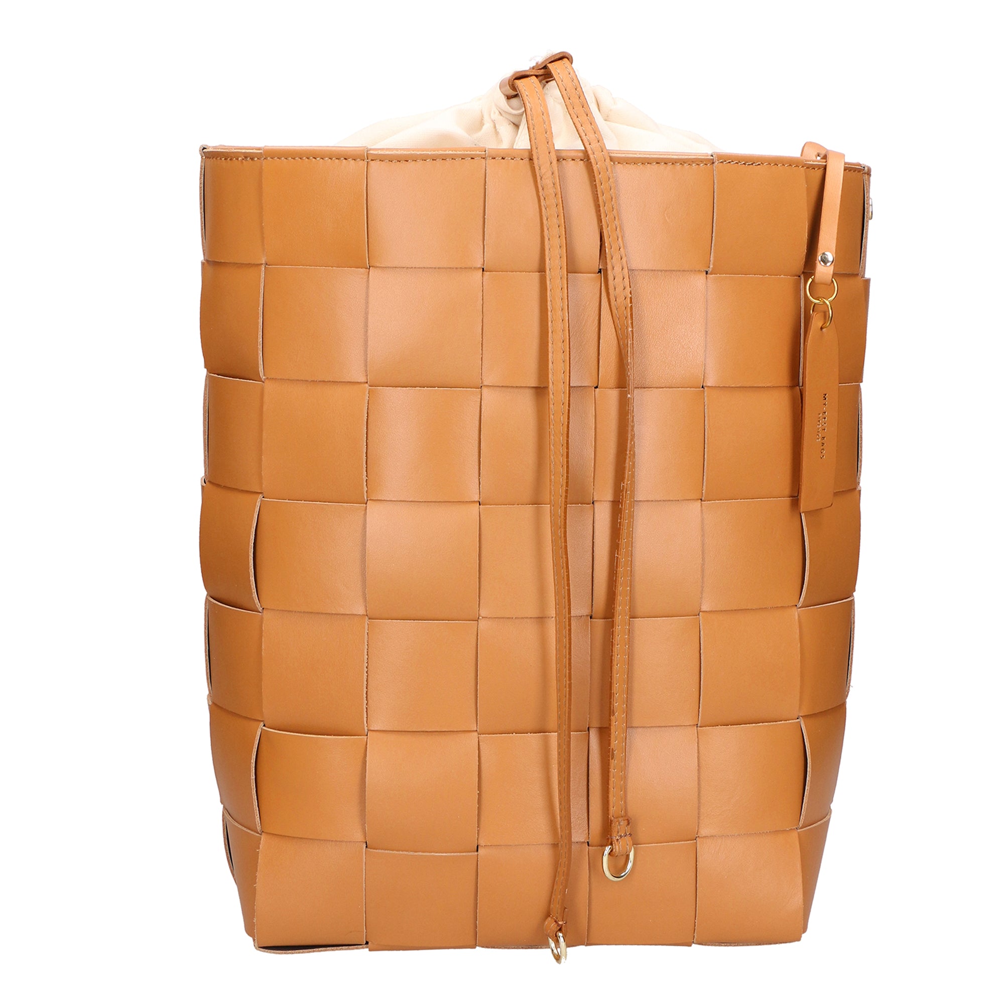 Borsa a tracolla da donna 100% pelle MYB-7054-SS-CUOIO+BEIGE My Best Bag