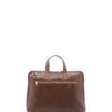 Borsa a mano unisex in vera pelle 100% cotone 4453-TESTA DI MORO Alessia Firenze