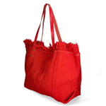 Agnese Borsa Shopper da donna Cotone e pelle 04649-D08 ROSSO RED Gave Lux