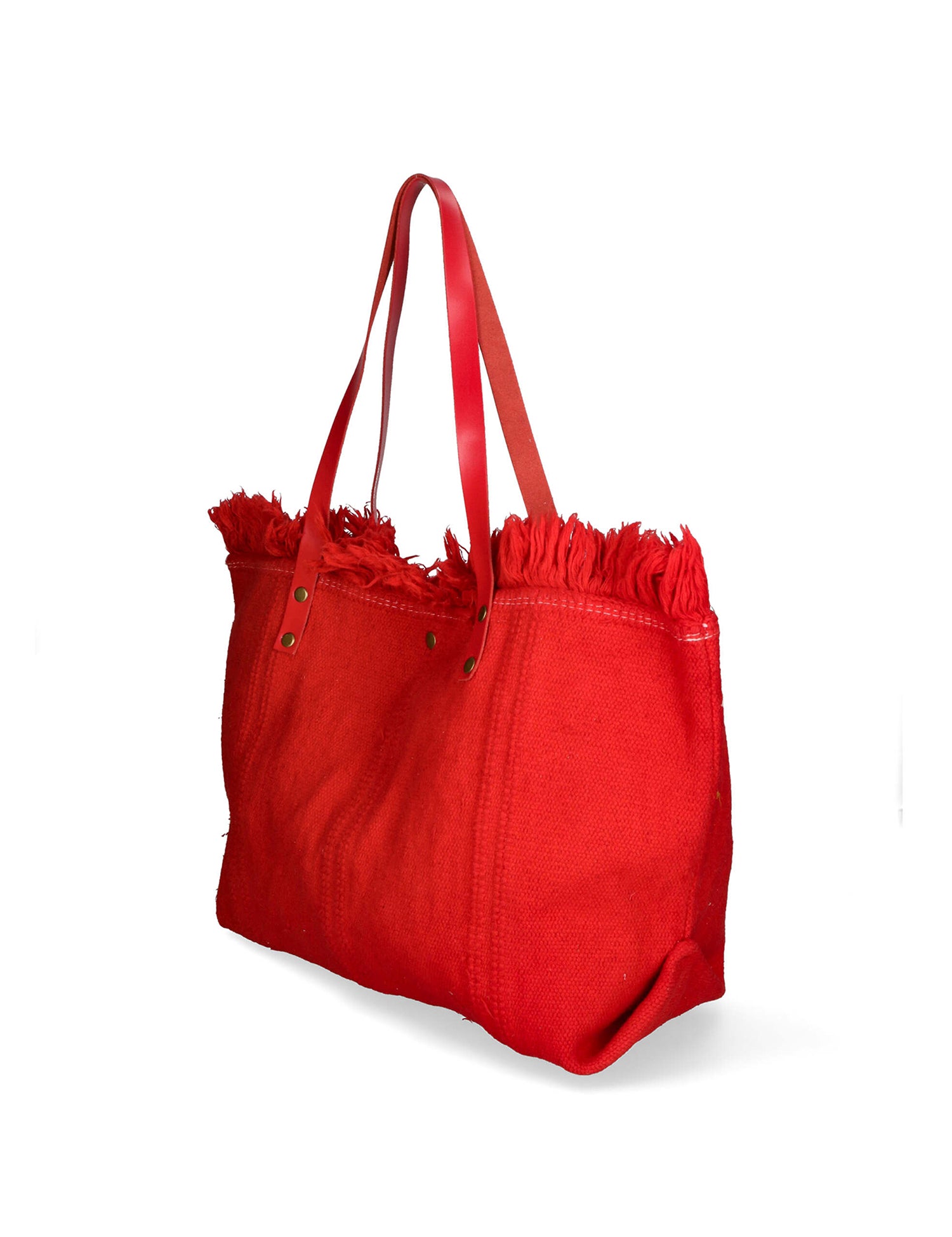 Agnese Borsa Shopper da donna Cotone e pelle 04649-D08 ROSSO RED Gave Lux