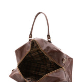 Borsa da viaggio unisex vera pelle 100% cotone 4562-TESTA DI MORO Alessia Firenze