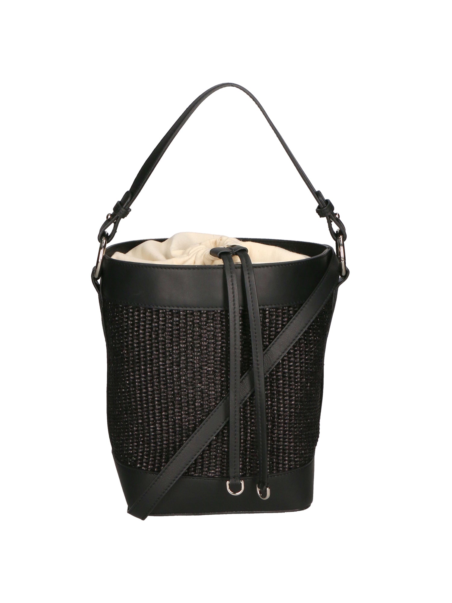 Borsa a secchiello da donna Misto pelle e tessuto MYB-05165-SS-12+S28 NERO My Best Bag