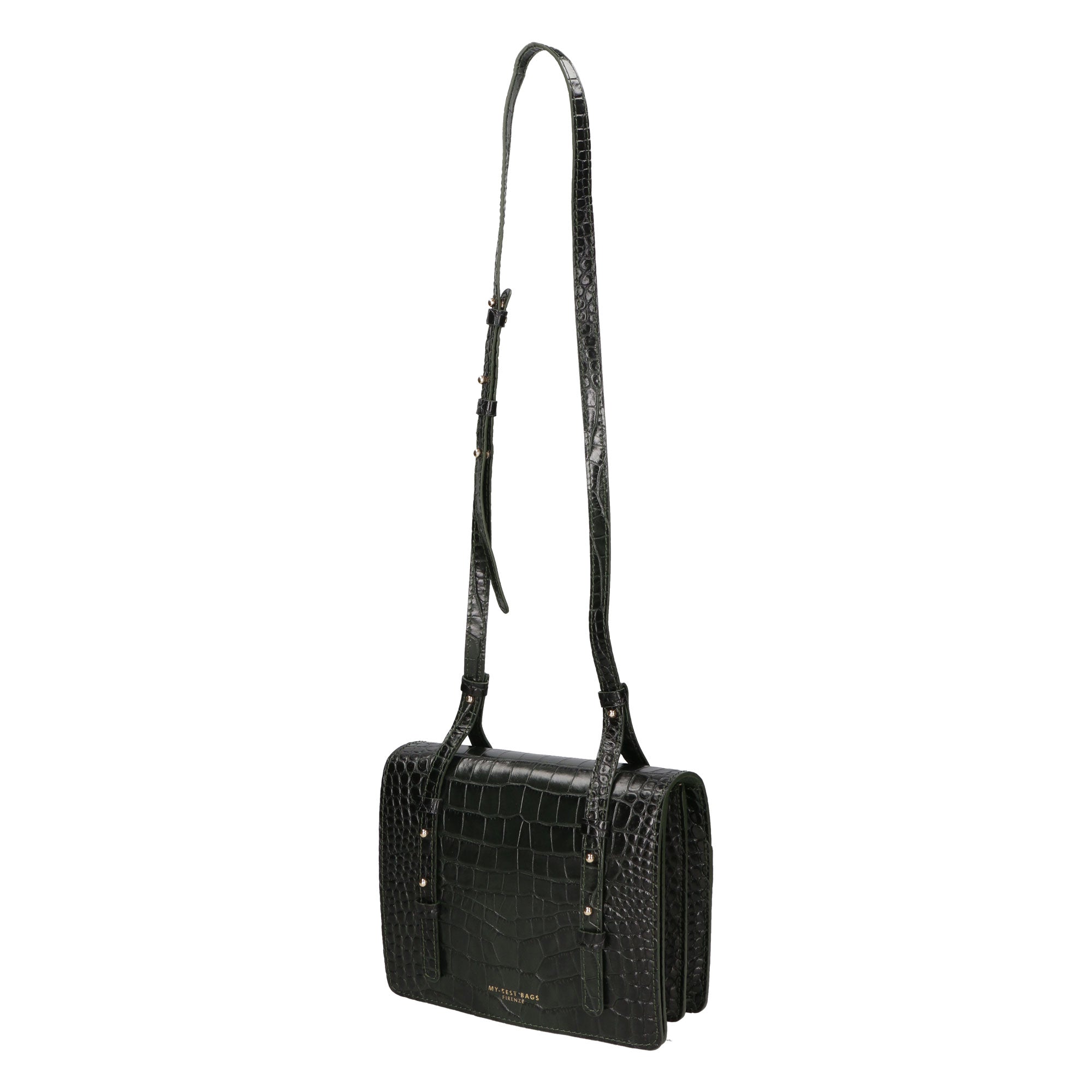 Borsa a tracolla da donna Pelle Croco MYB-8006-FW-NERO My Best Bag