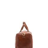 Borsa da viaggio unisex in vera pelle 100% cotone 4311-MARRONE Alessia Firenze