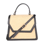 Borsa a mano da donna Pelle e Paglia X12-P218 NERO Roberta Rossi