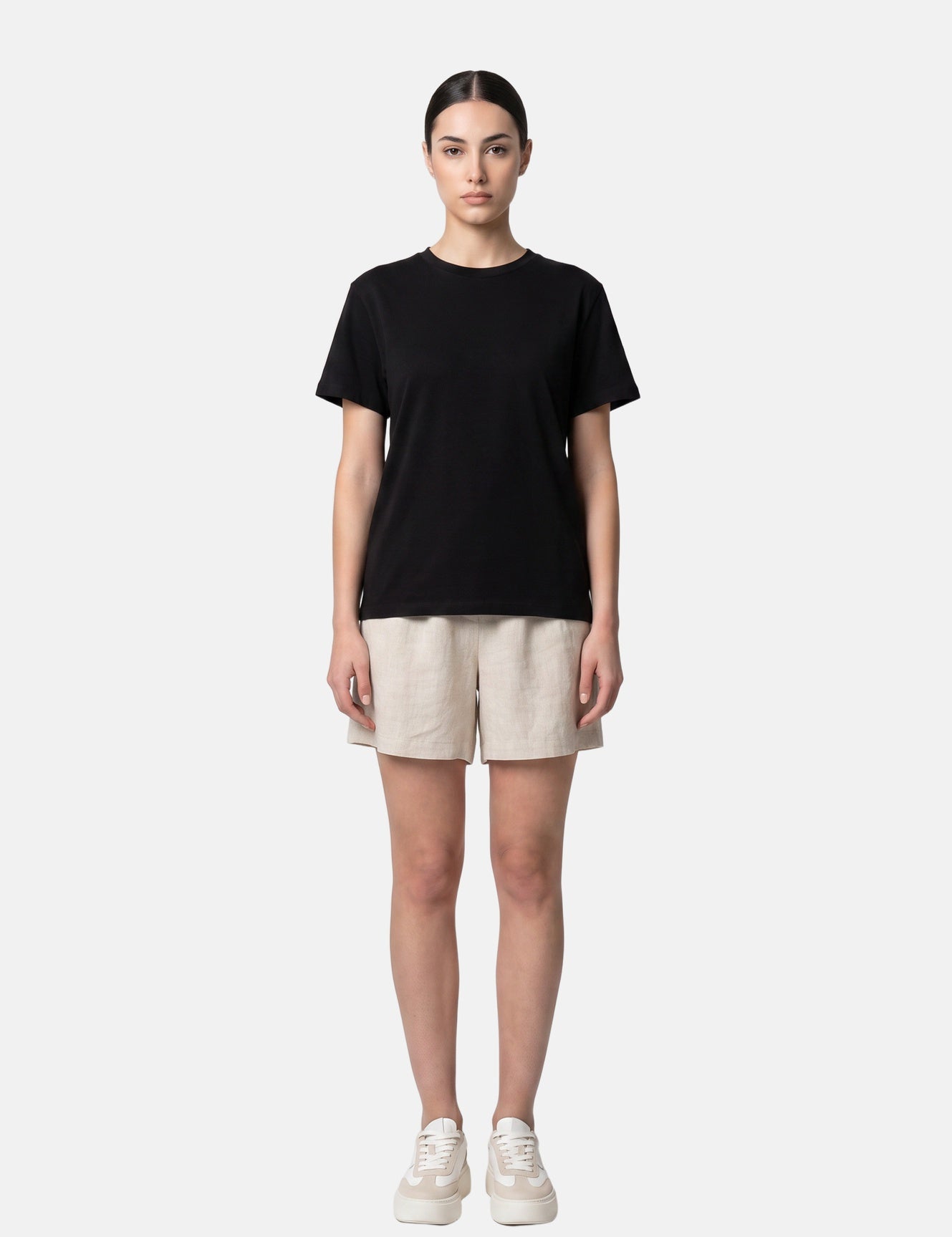 T-shirt in 84% Cotone 16% Elastan Nero