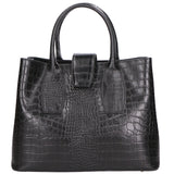 Letizia Borsa a mano da donna Pelle stampata croco 06542-NERO Gave Lux