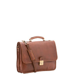 Borsa a mano unisex in vera pelle Made in Italy 4017-MARRONE Alessia Firenze