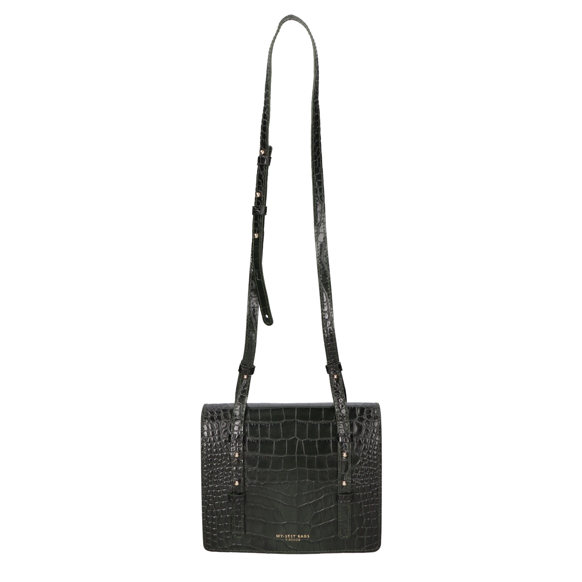 Borsa a tracolla da donna Pelle Croco MYB-8006-FW-NERO My Best Bag