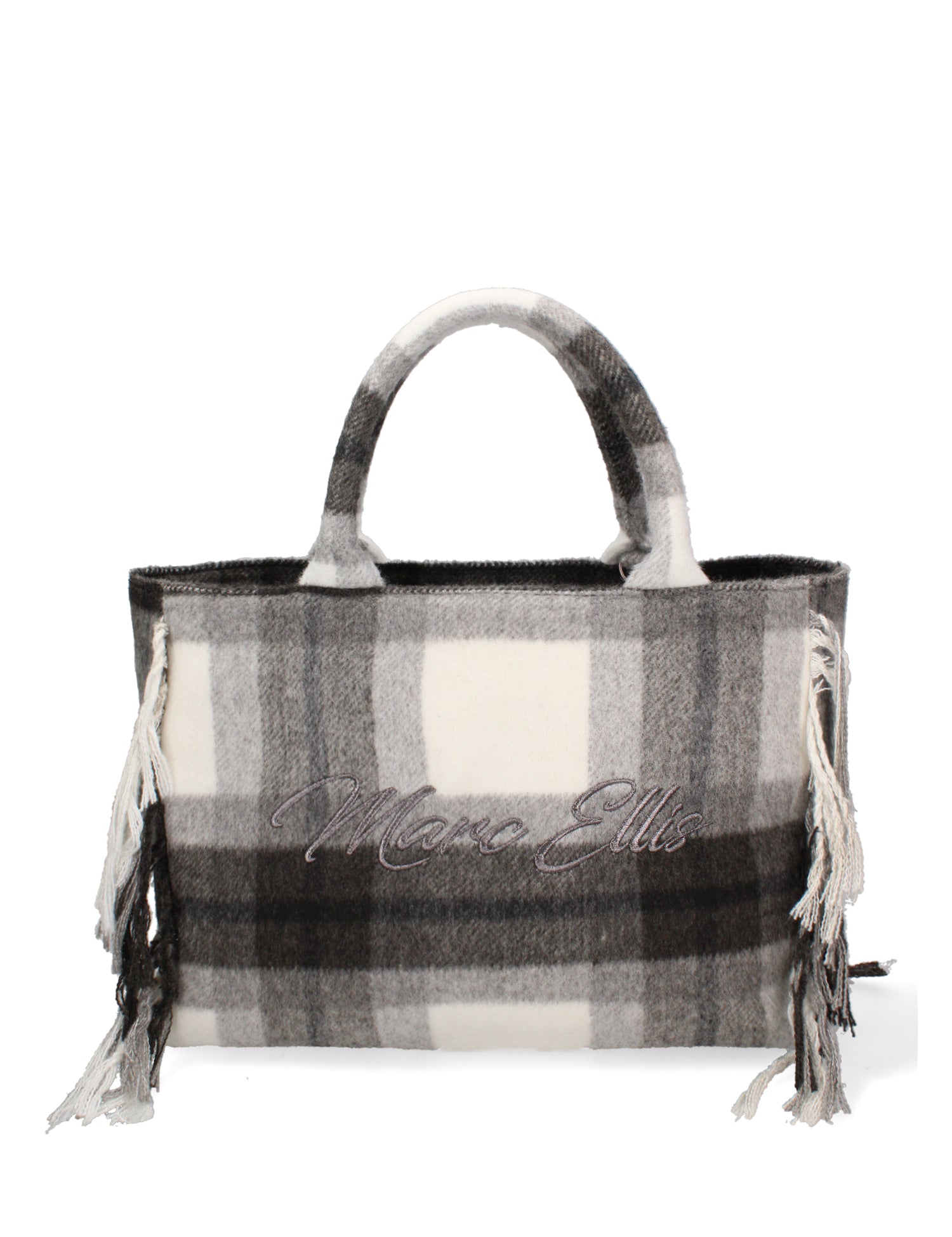 Borsa a mano da donna 100% lana BUBY-TARTAN-L-GLACIER GRAY Marc Ellis
