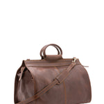 Borsa da viaggio unisex in vera pelle 100% cotone 4563-TESTA DI MORO Alessia Firenze