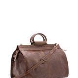Borsa da viaggio unisex in vera pelle 100% cotone 4563-TESTA DI MORO Alessia Firenze