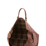 Borsa da viaggio unisex vera pelle 100% cotone 4546-MARRONE Alessia Firenze