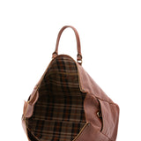 Borsa da viaggio unisex vera pelle 100% cotone 4546-MARRONE Alessia Firenze