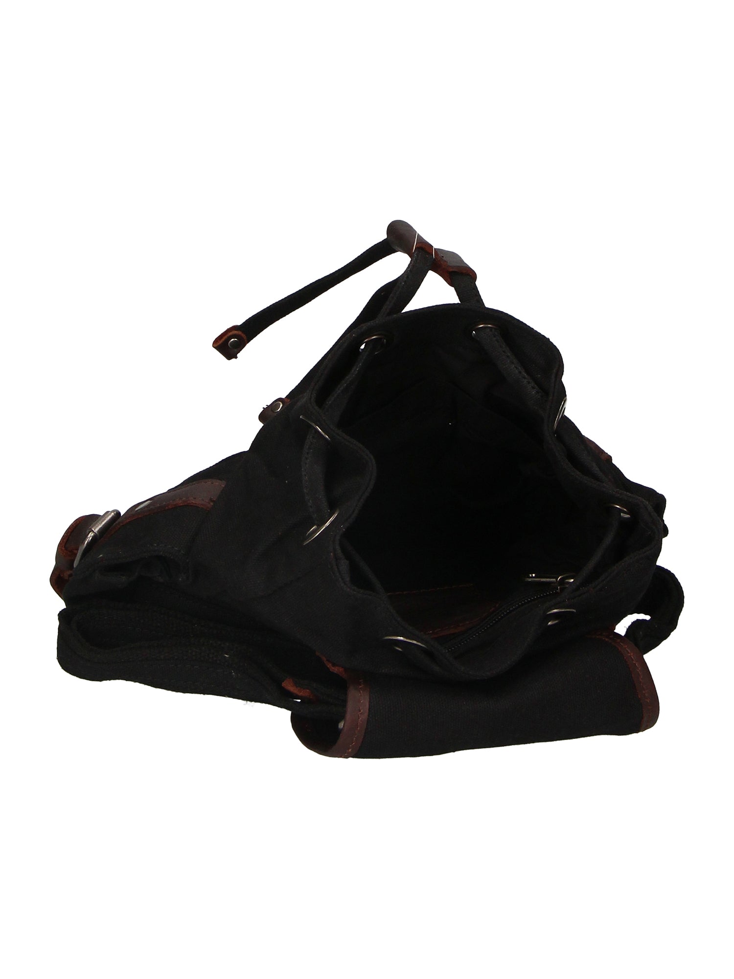 Micaela ZG3006-NERO BLACK Zaino unisex in canvas e vera pelle Gave Lux