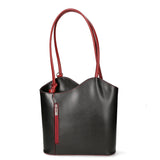 Fabiola Borsa a spalla da donna 100% pelle 9039-NERO ROSSO Gave Lux