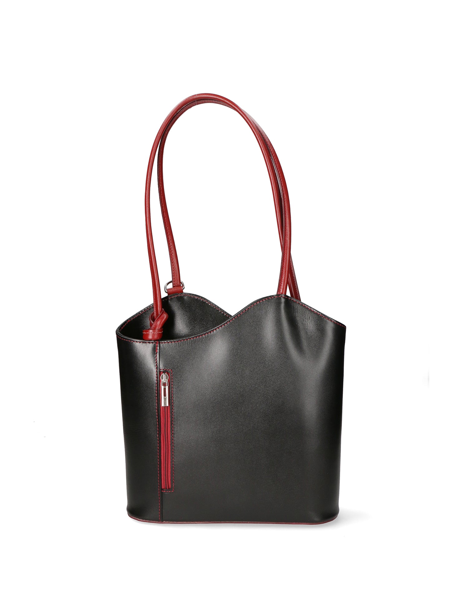 Fabiola Borsa a spalla da donna 100% pelle 9039-NERO ROSSO Gave Lux