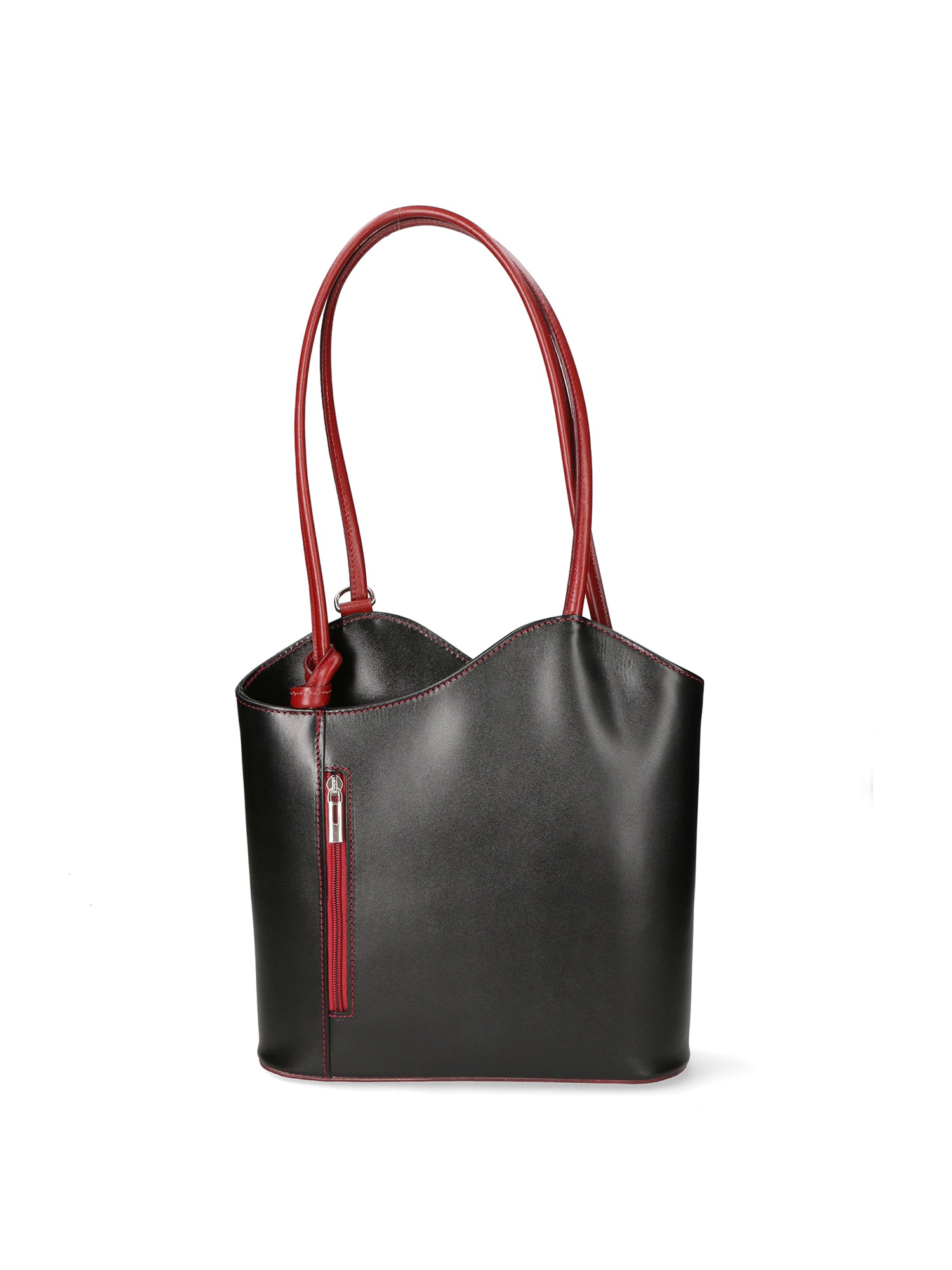 Fabiola Borsa a spalla da donna 100% pelle 9039-NERO ROSSO Gave Lux