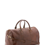 Borsa da viaggio unisex in vera pelle 100% cotone 4039-TESTA DI MORO Alessia Firenze