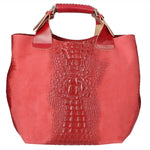 Eufemia Borsa a spalla da donna Pelle Croco Stampata 9007 1-ROSSO Gave Lux