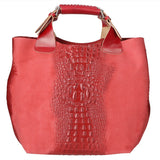 Eufemia Borsa a spalla da donna Pelle Croco Stampata 9007 1-ROSSO Gave Lux